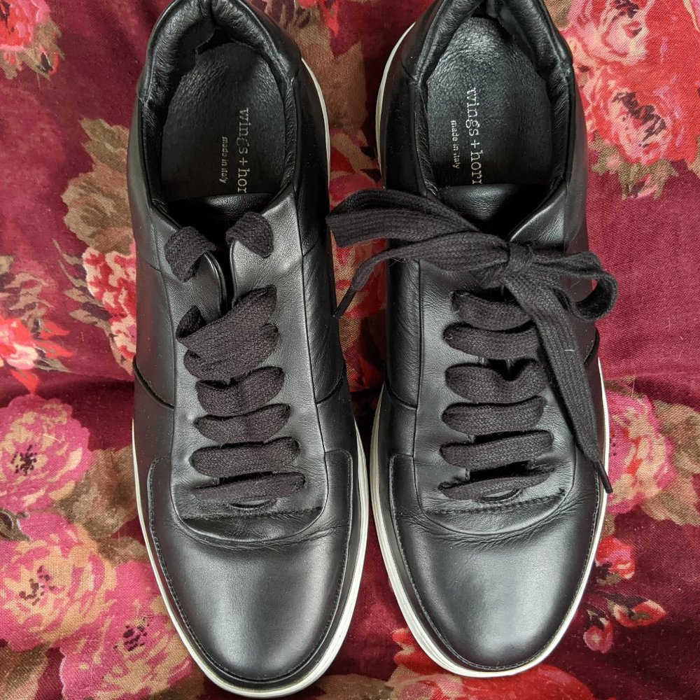 Wings + Horns Black Patent Leather Sneakers